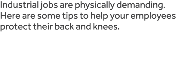 Industrial jobs are physically demanding  Here are some tips to help your employees protect their back and knees 